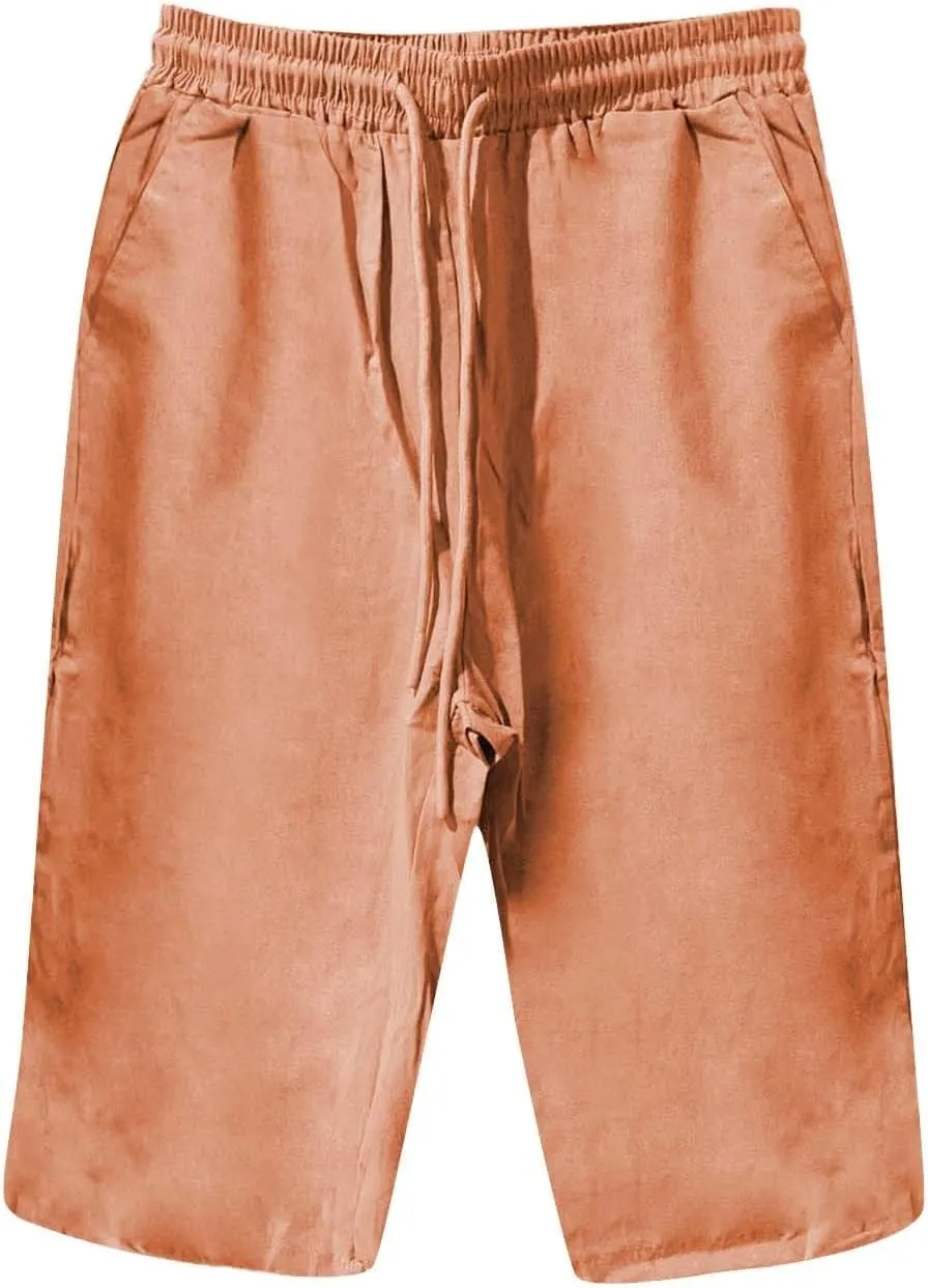 Summer Shorts for Women Elastic Waist Knee Length Bermuda Shorts Casual Loose Loose Comfy Capris Hiking Pants