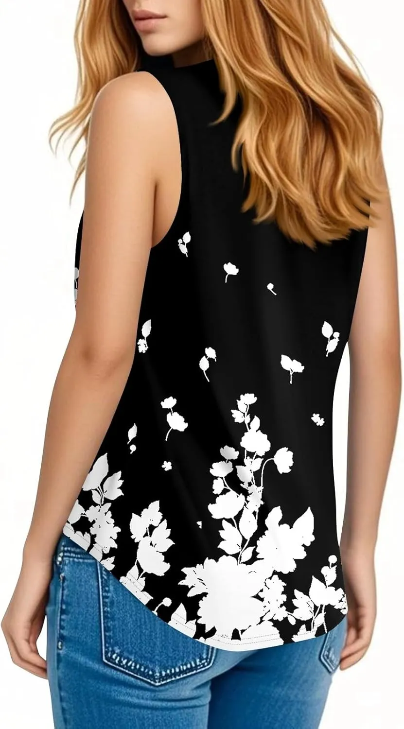 Tank Tops for Women Summer Sleeveless Blouses Dressy Casual Crewneck Loose Fit Flowy Tunic High Waisted Graphic Tees