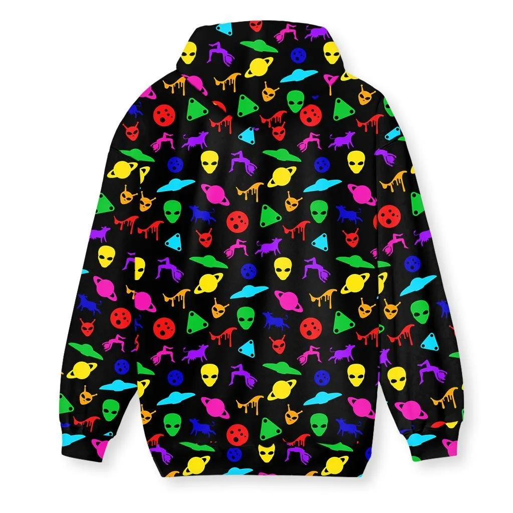 UFO Print Men's Zip-Up Hoodie