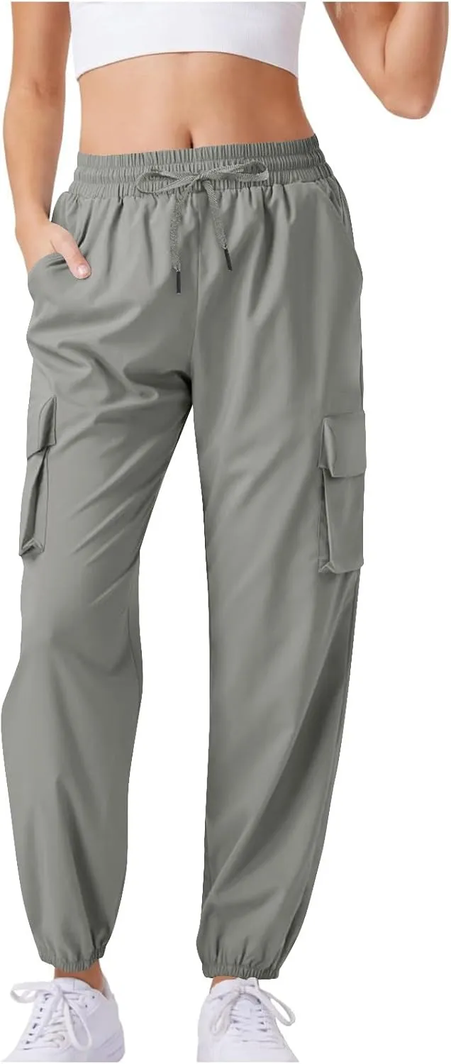 Womens Cargo Joggers Parachute Y2K Pants Lightweight Hiking Travel Scrub Pants Quick Dry Trousers with Pockets