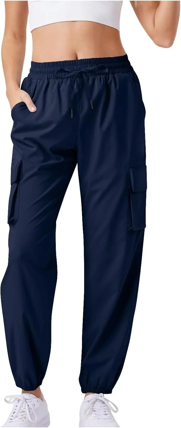 Womens Cargo Joggers Parachute Y2K Pants Lightweight Hiking Travel Scrub Pants Quick Dry Trousers with Pockets