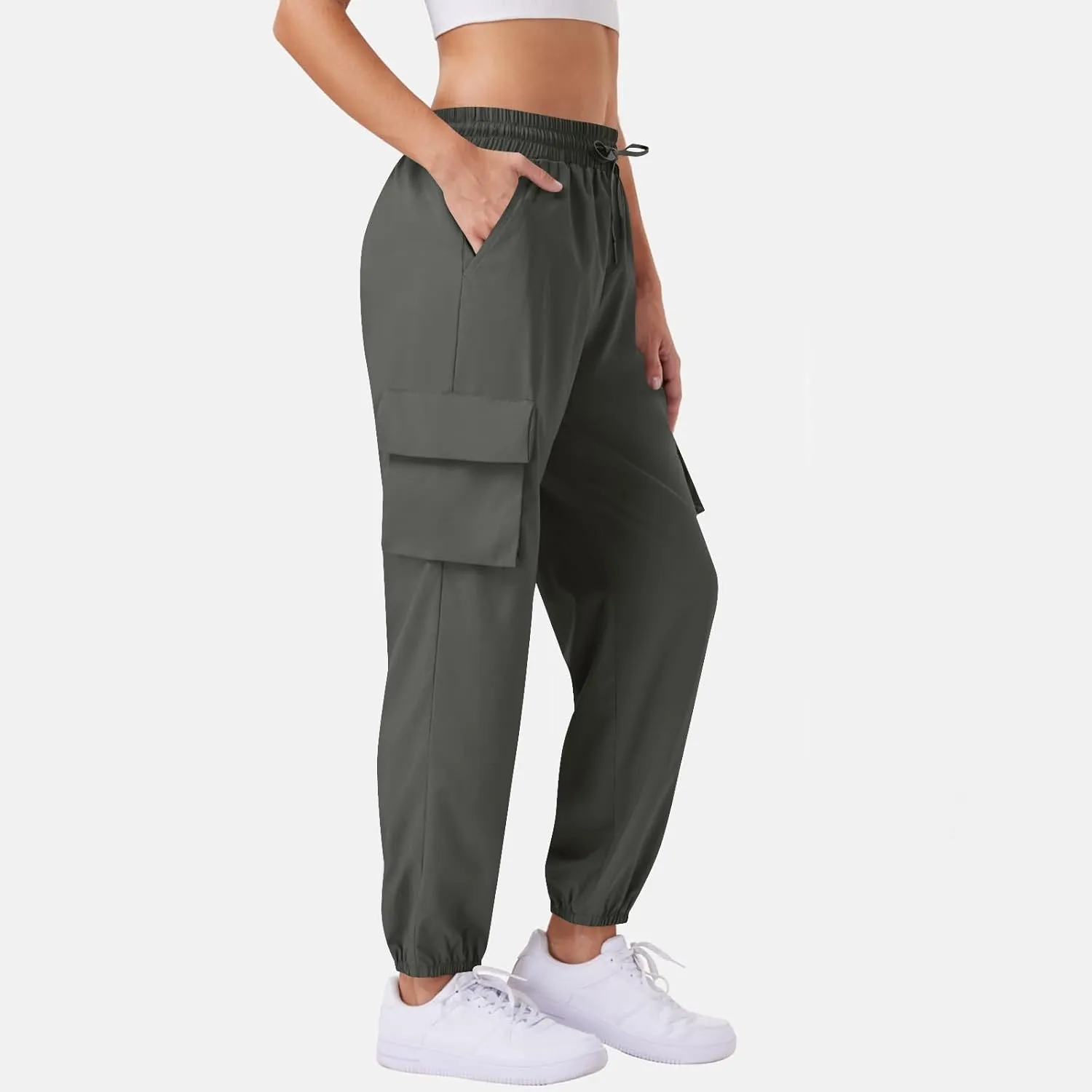 Womens Cargo Joggers Parachute Y2K Pants Lightweight Hiking Travel Scrub Pants Quick Dry Trousers with Pockets