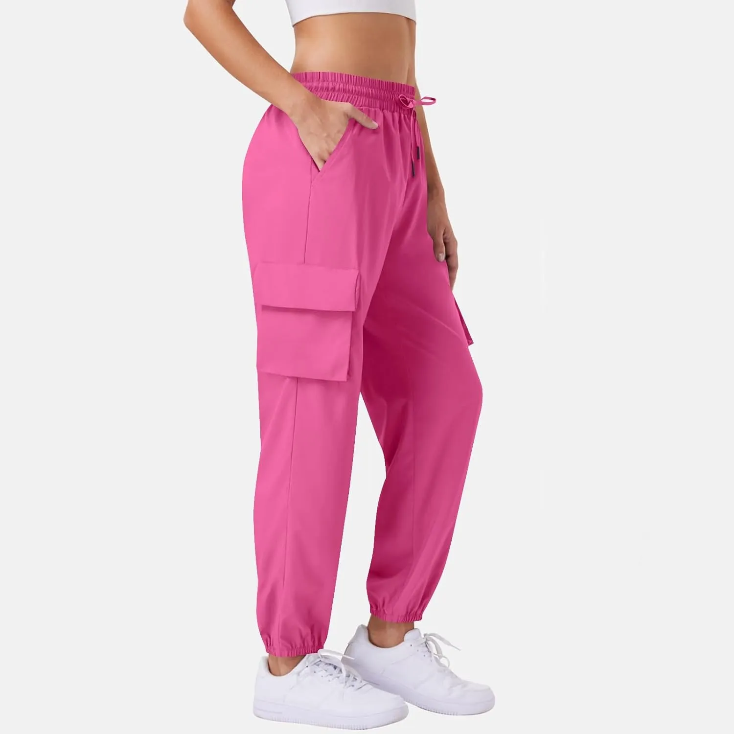 Womens Cargo Joggers Parachute Y2K Pants Lightweight Hiking Travel Scrub Pants Quick Dry Trousers with Pockets