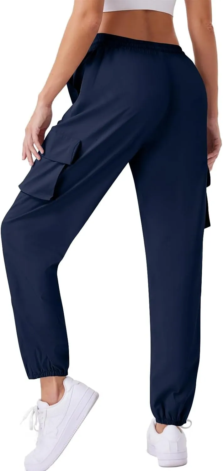 Womens Cargo Joggers Parachute Y2K Pants Lightweight Hiking Travel Scrub Pants Quick Dry Trousers with Pockets