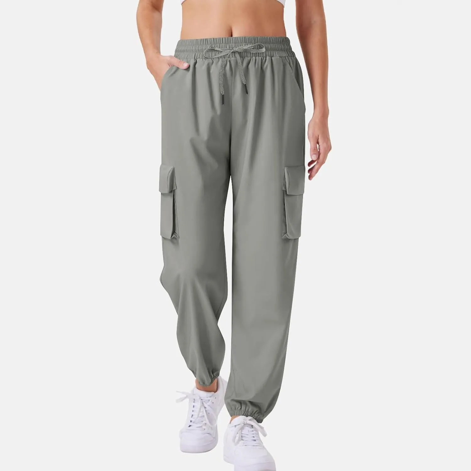 Womens Cargo Joggers Parachute Y2K Pants Lightweight Hiking Travel Scrub Pants Quick Dry Trousers with Pockets