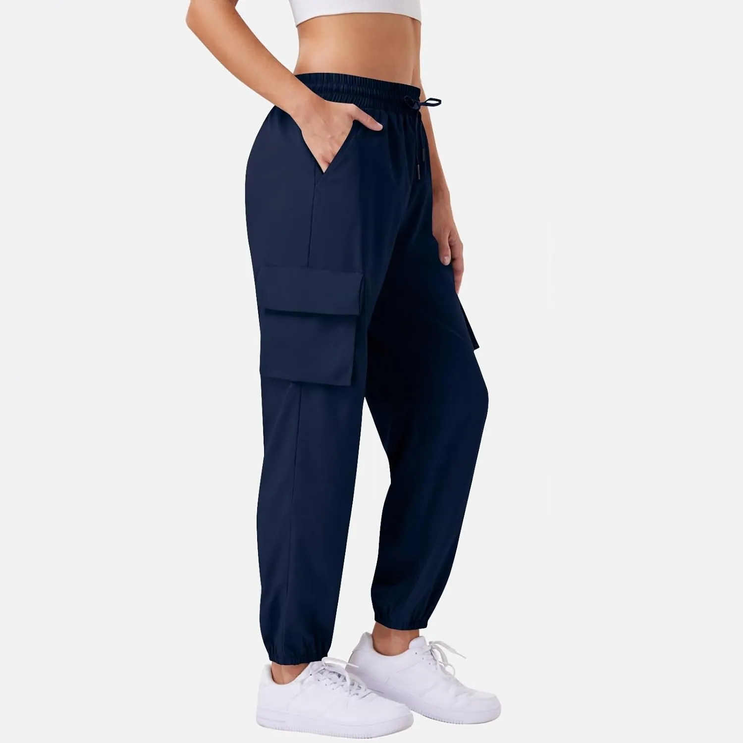 Womens Cargo Joggers Parachute Y2K Pants Lightweight Hiking Travel Scrub Pants Quick Dry Trousers with Pockets