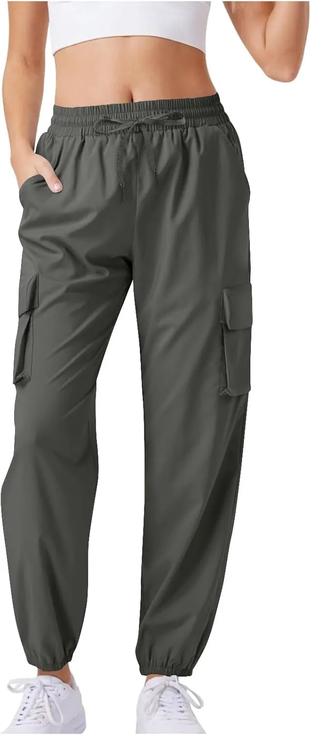 Womens Cargo Joggers Parachute Y2K Pants Lightweight Hiking Travel Scrub Pants Quick Dry Trousers with Pockets