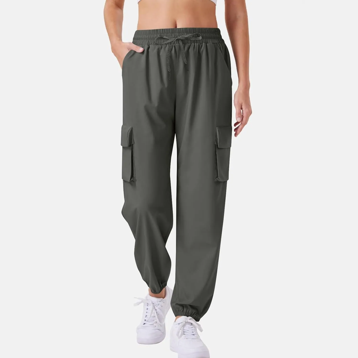 Womens Cargo Joggers Parachute Y2K Pants Lightweight Hiking Travel Scrub Pants Quick Dry Trousers with Pockets