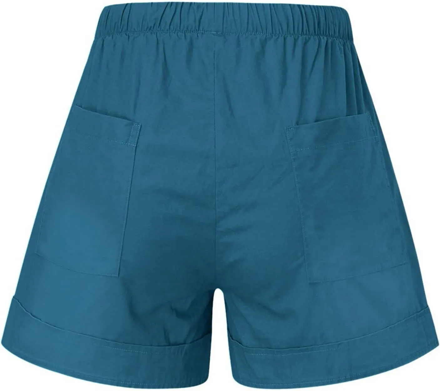 Women's Casual Elastic Waist Shorts Summer Comfy Drawstring Short Pants Lightweight Solid Color Shorts with Pockets