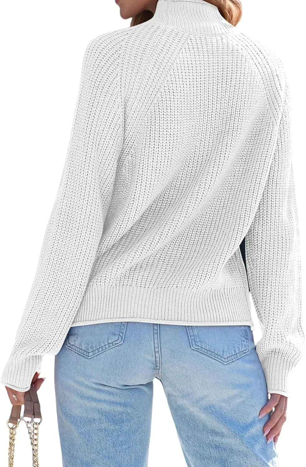 Womens Turtleneck Oversized Sweaters Long Sleeve Pullover Ribbed Knit Jumper Casual Soft Sweater Tops