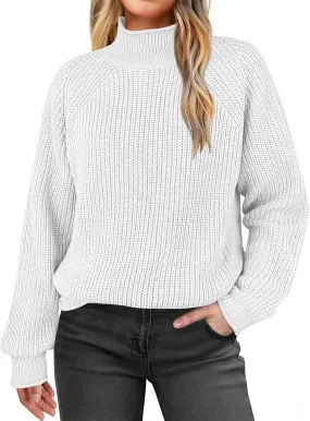 Womens Turtleneck Oversized Sweaters Long Sleeve Pullover Ribbed Knit Jumper Casual Soft Sweater Tops
